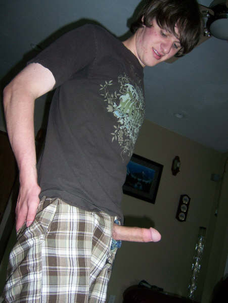 Cute Guy Hard Dick Peep From Pants And Pointing