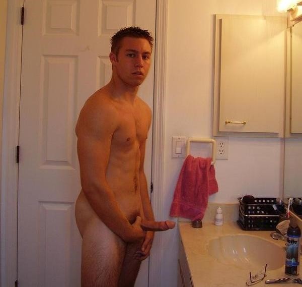 Hunk Dude Holding An Erected Cock