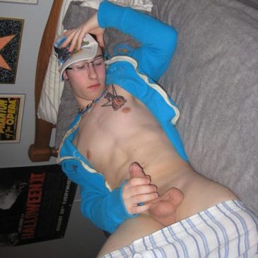 Cool Guy With Cap Rubbing Hard His Dick