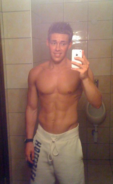 Shirtless Muscle Boy Taking Self Pictures