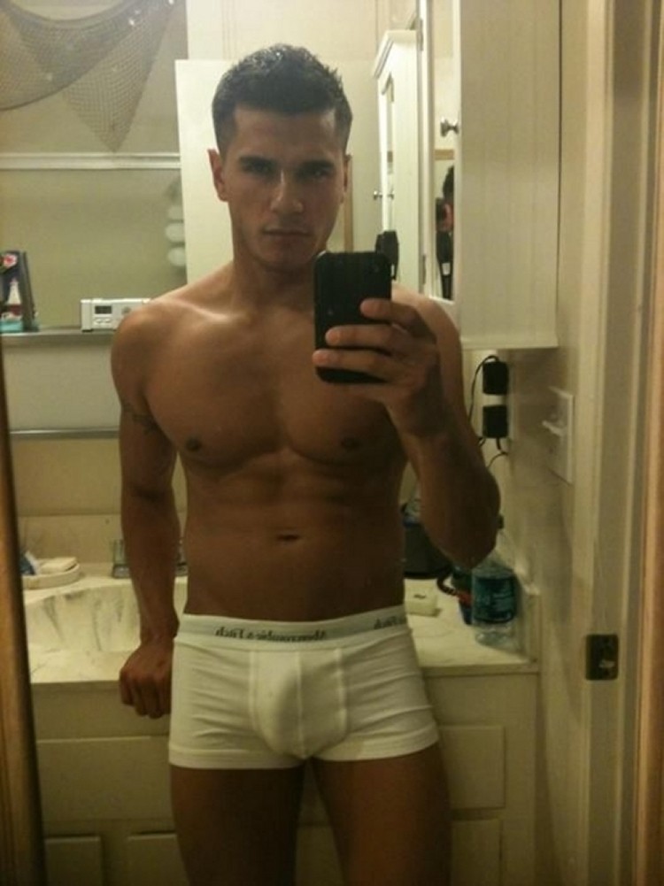 Good Looking Hunky Guy Posing In White Underwear